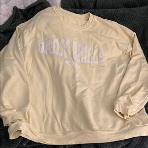 Daily Drills Cream Crewneck Sweater Soft Relaxed Fit